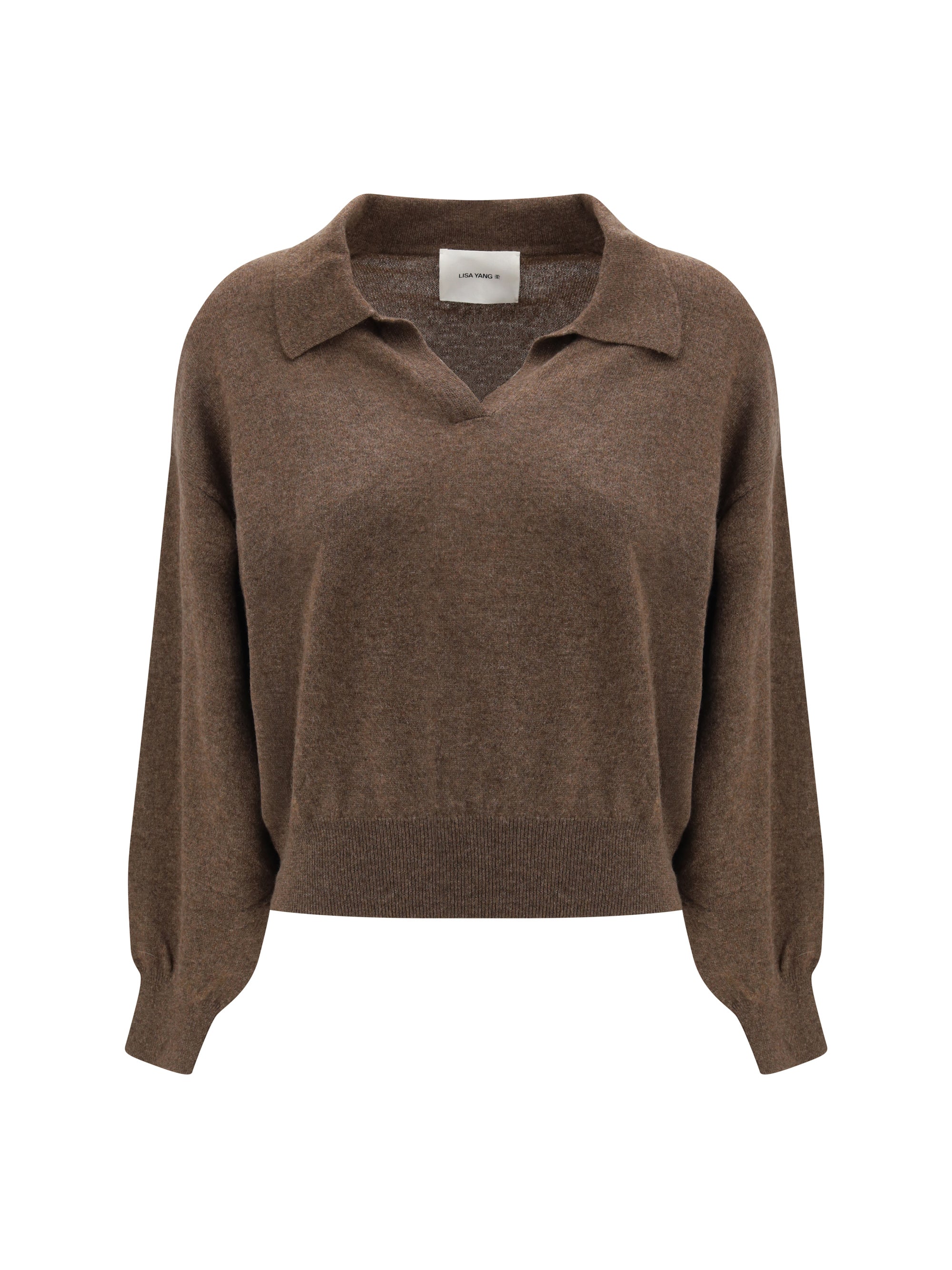 Lisa Yang Cashmere V-Neck Sweater — Brown