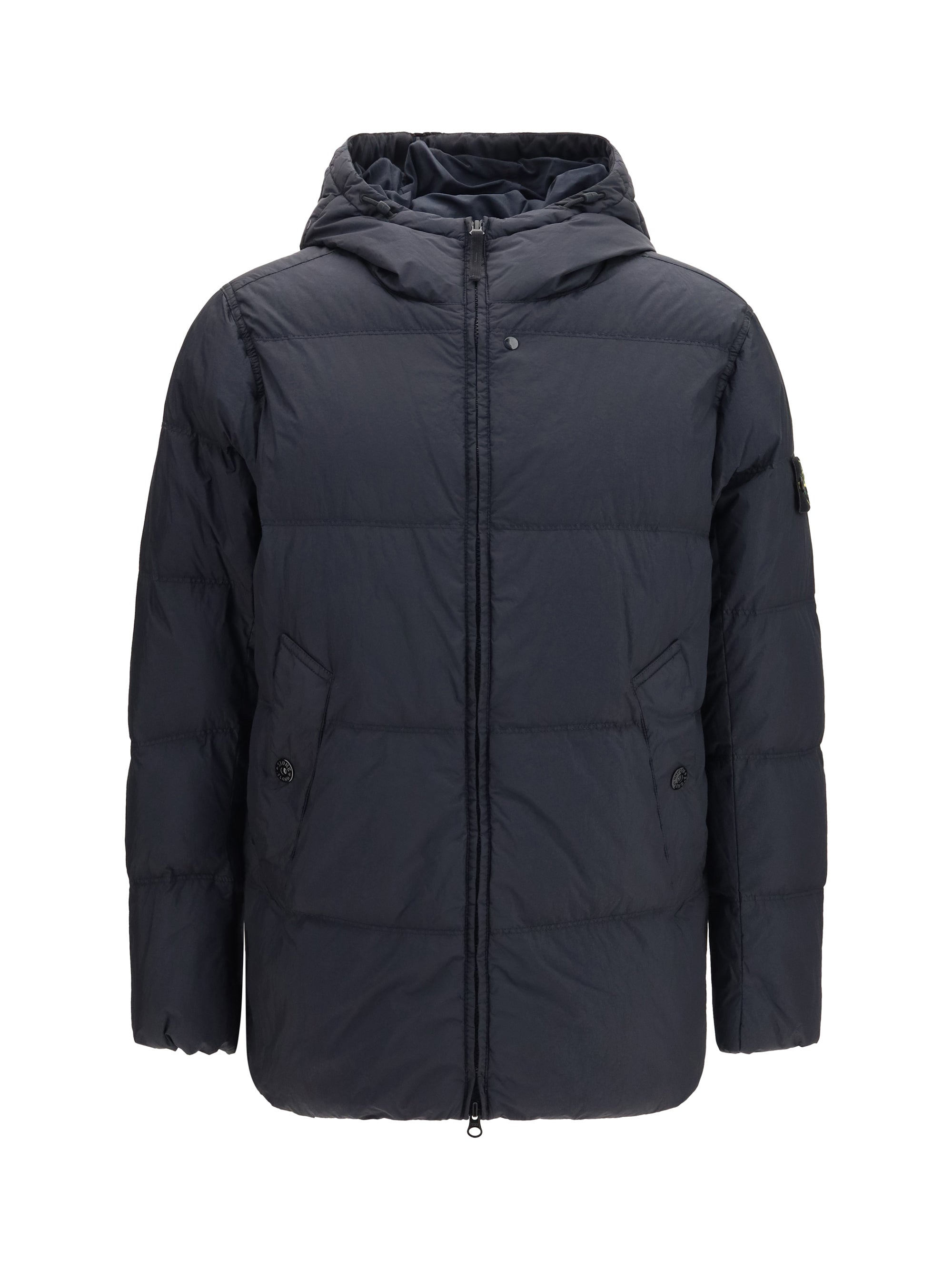 Stone Island Crinkle Reps Down Jacket — Navy