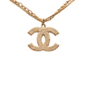 CC Gold Plated Textured Pendant Double Chain Necklace