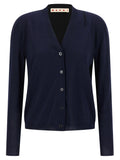 Marni Two-Tone Wool-Silk Cardigan — Navy