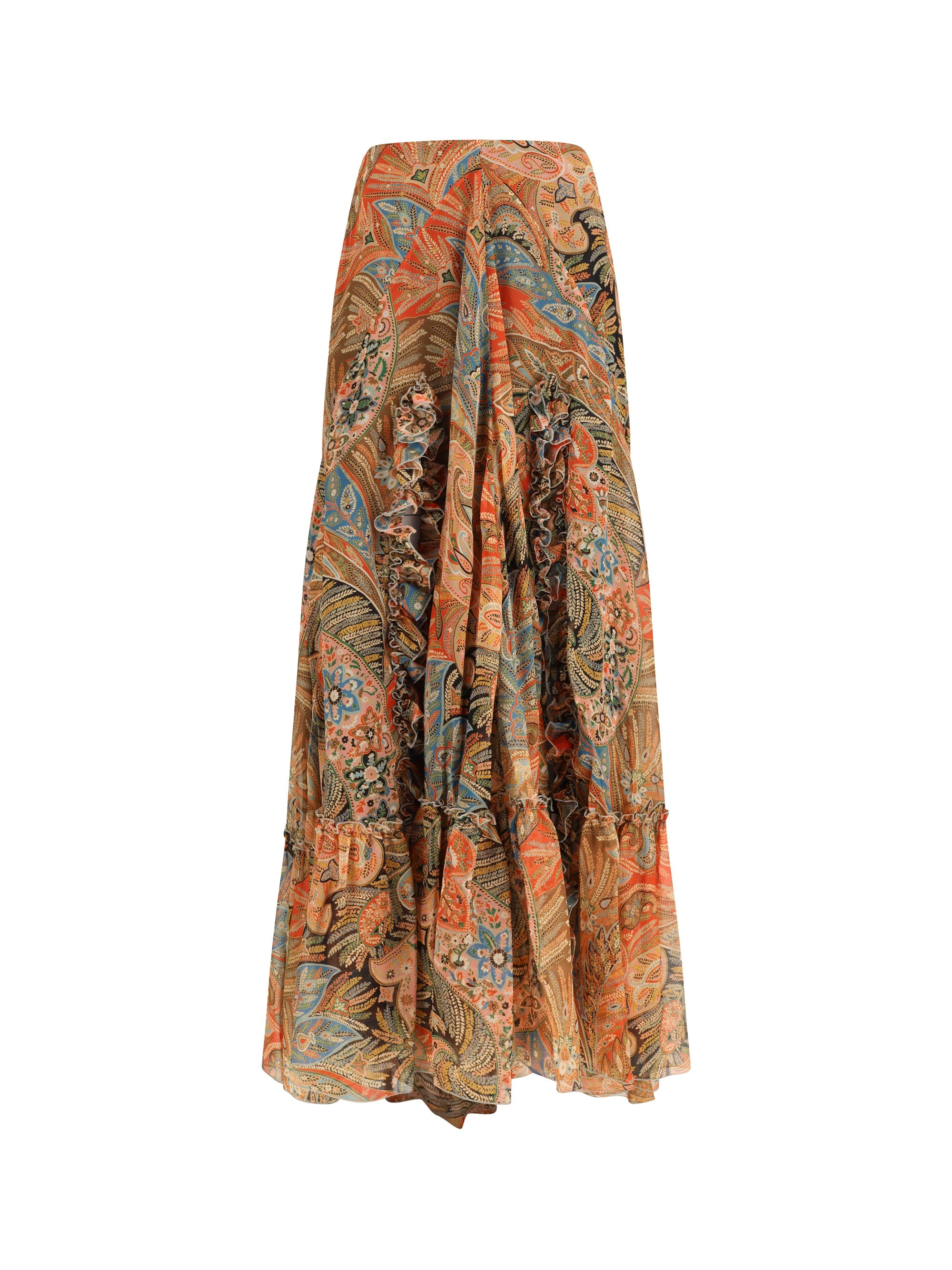 Etro Paisley Silk with Flounce Skirt — Orange