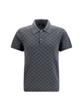 Gucci GG Jacquard Wool and Silk Polo Shirt — Gray