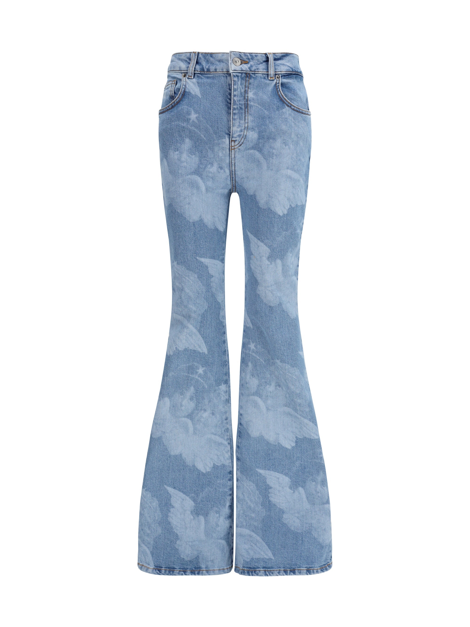 Fiorucci Angel-Print Flare Jeans — Blue