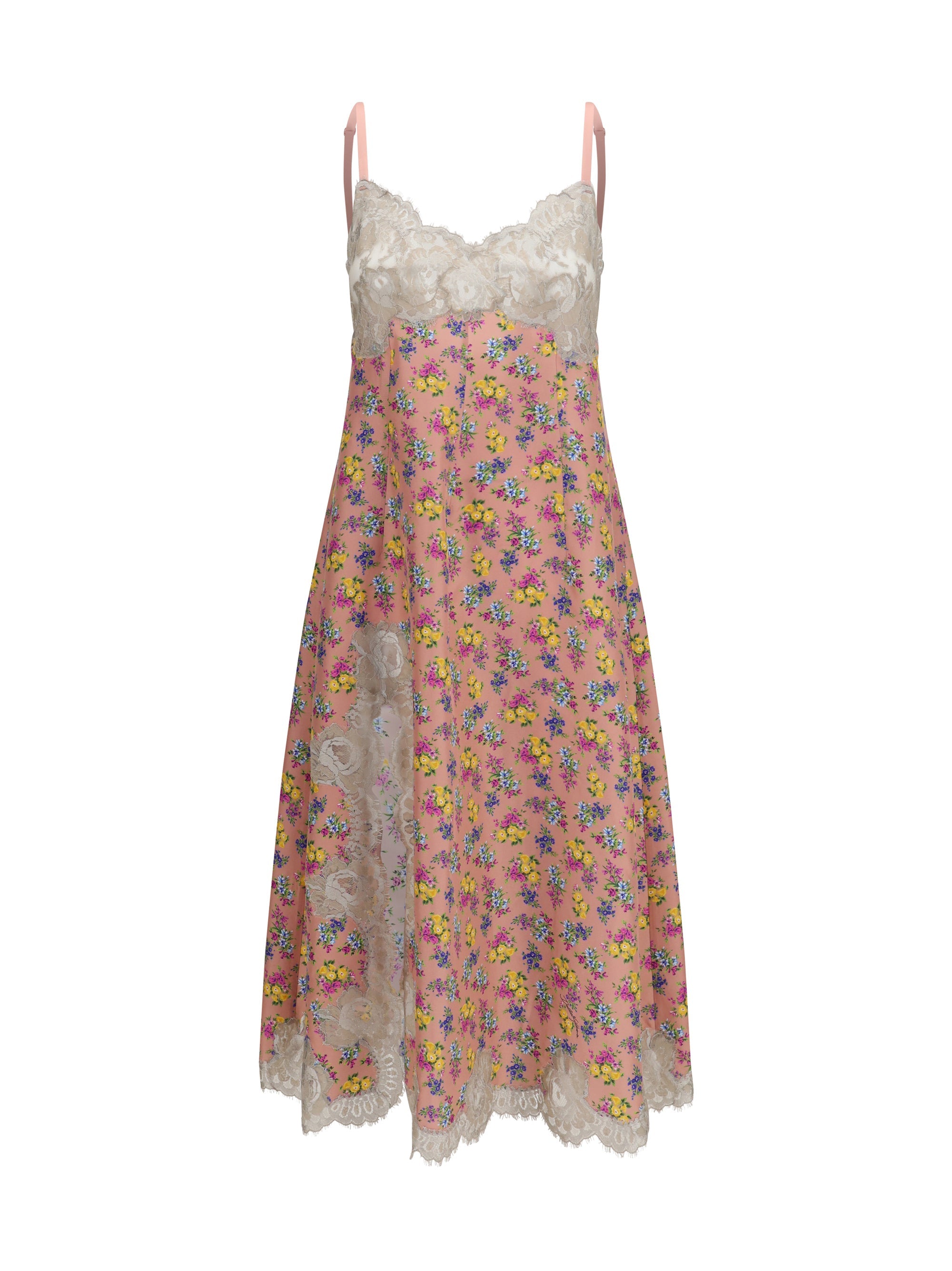 Dolce & Gabbana Floral Lace-Trim Slip Dress — Pink