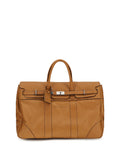 Brunello Cucinelli Leather Travel Bag Top Handle Bag — Brown