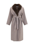 P.A.R.O.S.H. Fur Collar & Belt Coat — Gray