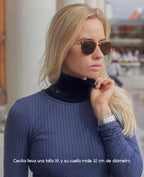 Jersey de cuello vuelto minimo negro mujer