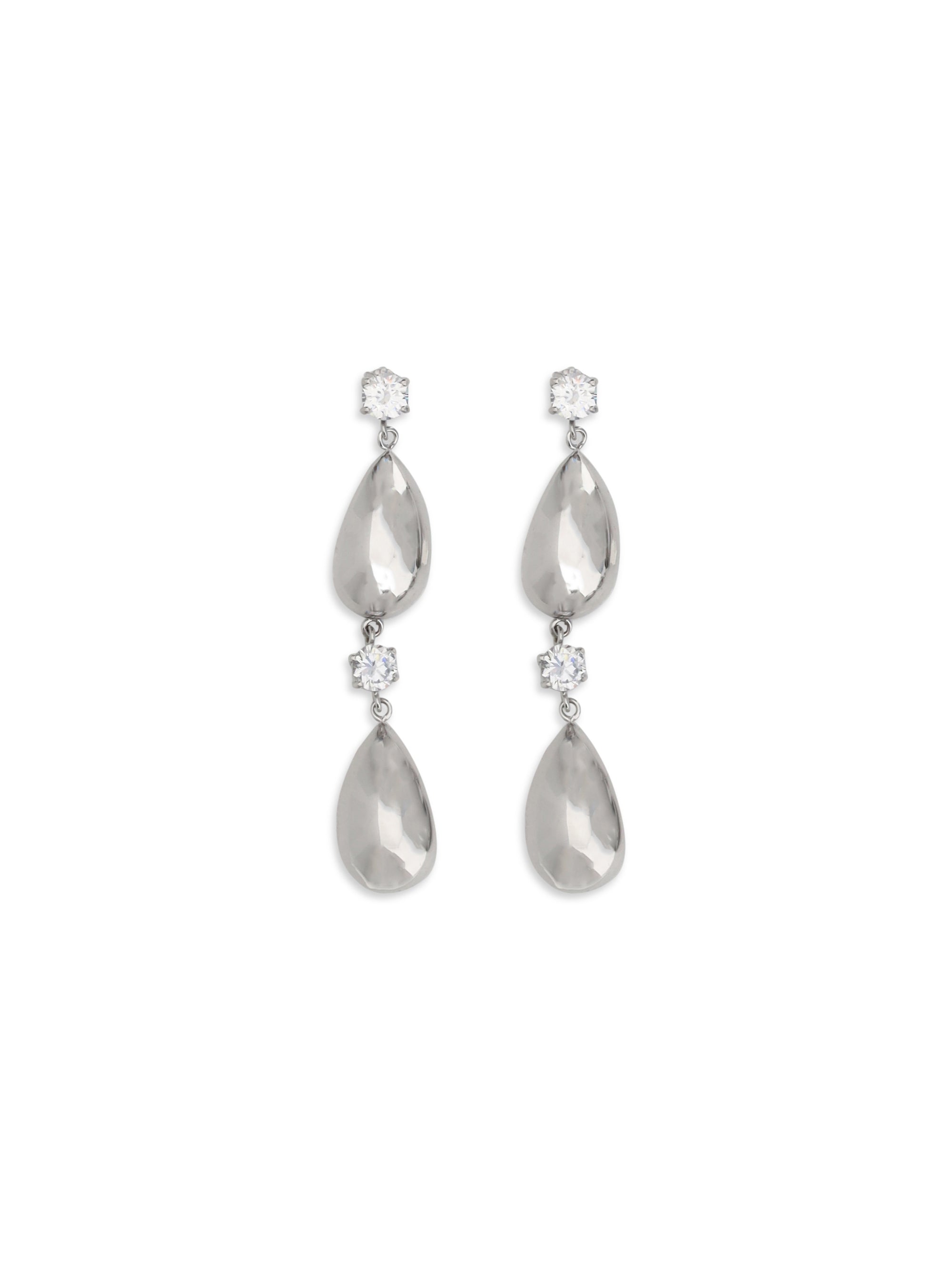 Magda Butrym Crystal-Accented Teardrop Earrings — Silver