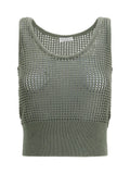 Brunello Cucinelli Perforated Sequin Tank Top — Green