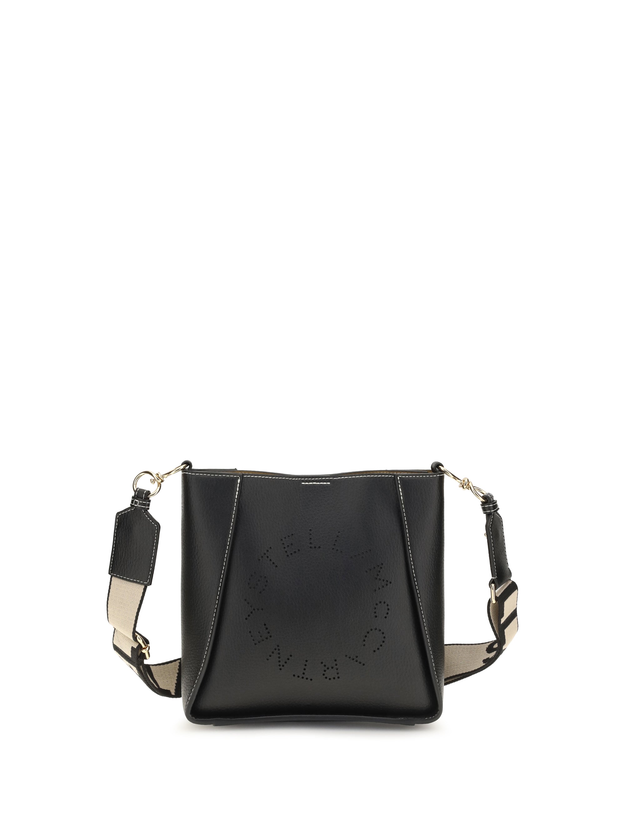 Stella McCartney Cut-Out Logo Shoulder Bag — Black