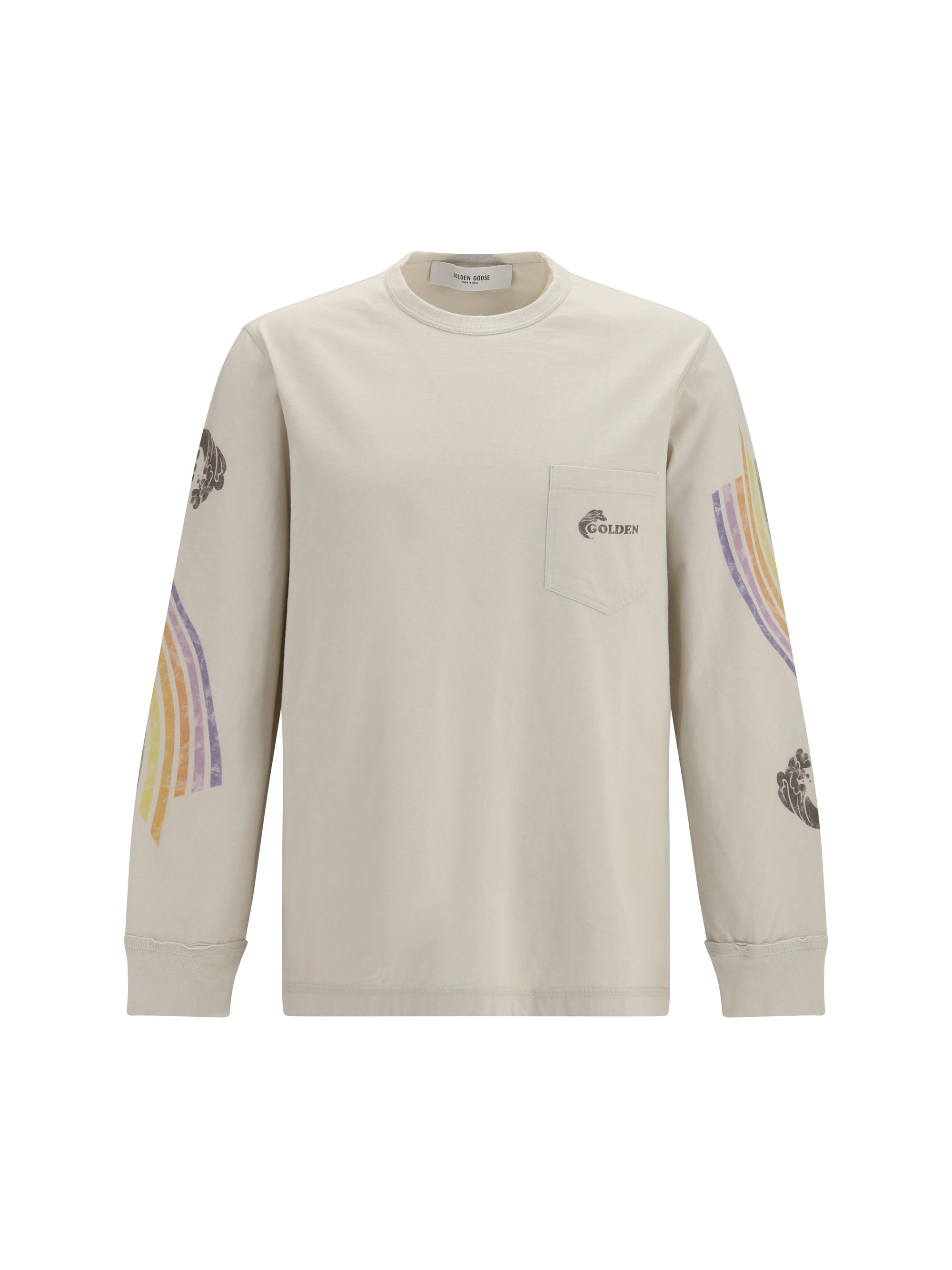 Golden Goose Asymmetric Print Sweatshirt — Beige