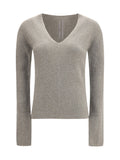 Rick Owens Cashmere V-Neck Sweater — Gray