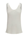 Brunello Cucinelli Silk Crêpe Sablé Tank Top — Beige
