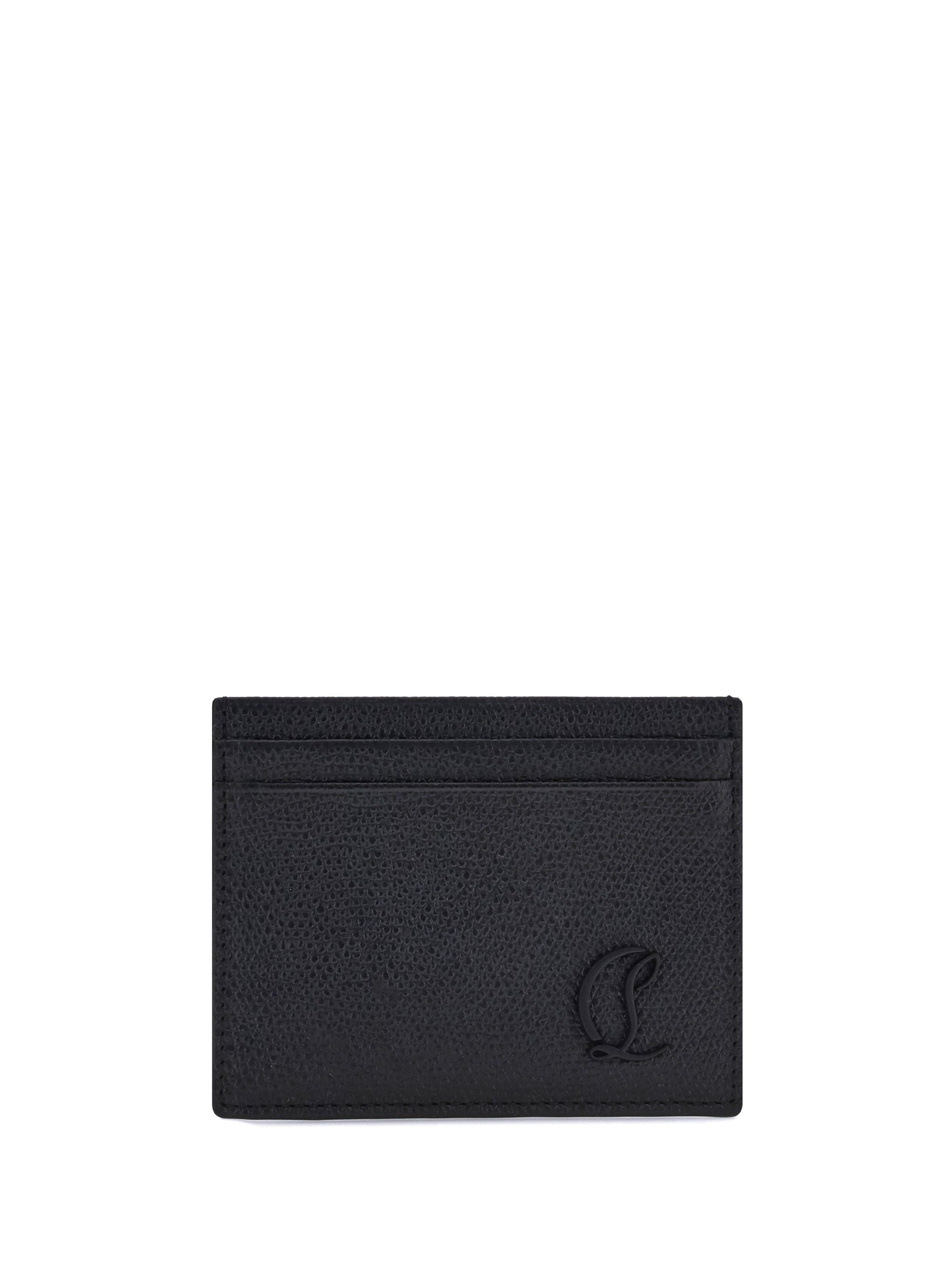 Christian Louboutin Logo-Embossed Calfskin Card Case — Black
