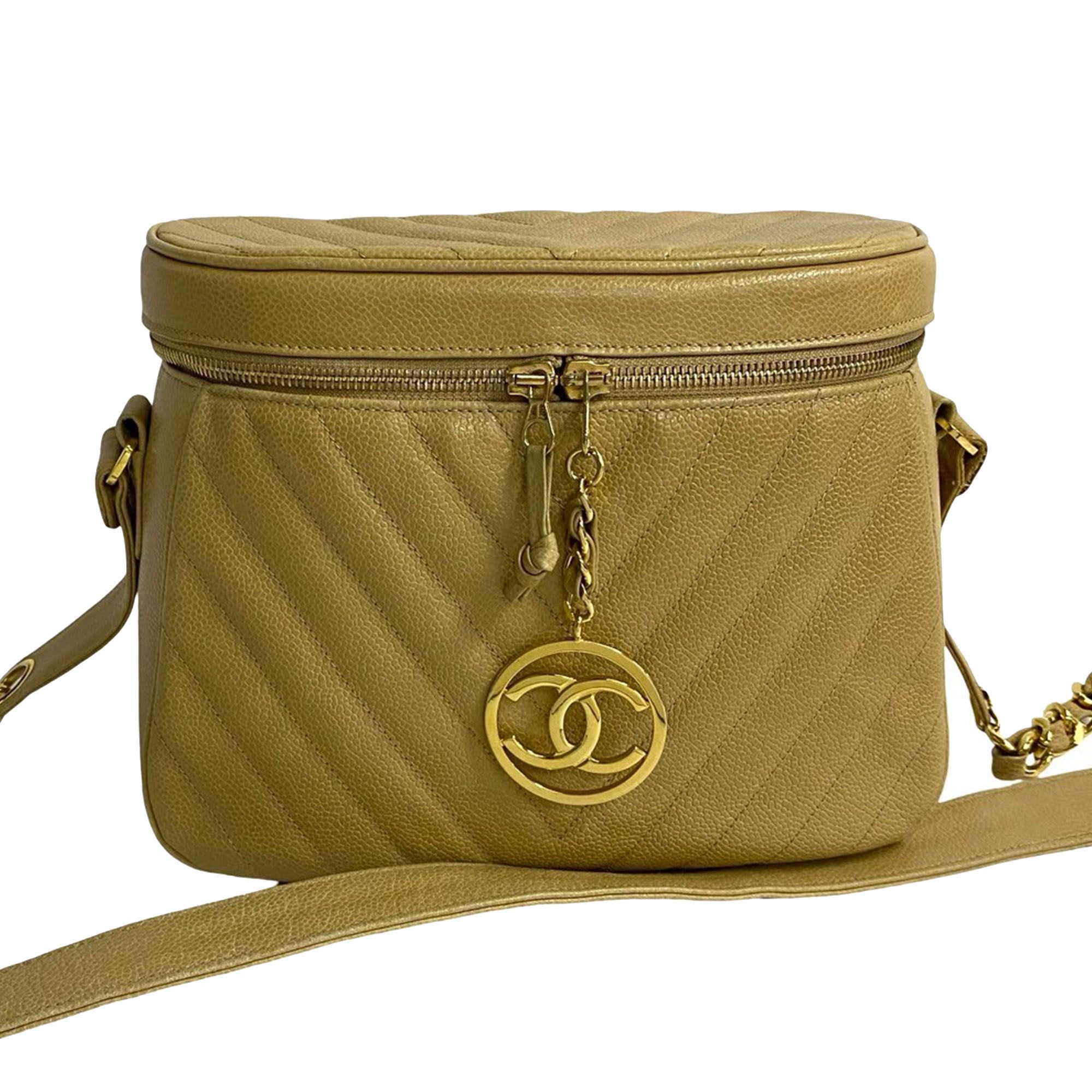 CC Chevron Caviar Vanity Case with Chain