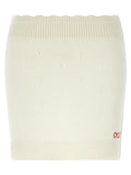 Chloé Jacquard Logo Openwork Knit Skirt — Cream