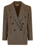 Chloé Check Wool Double-Breasted Blazer — Brown