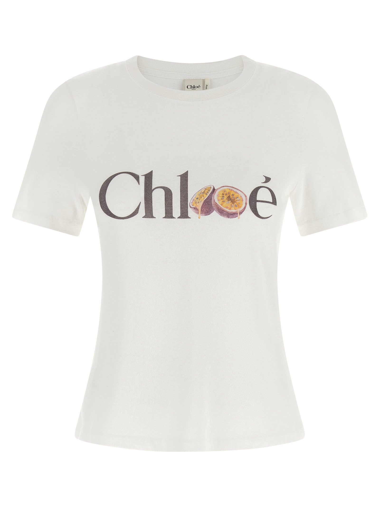Chloé Logo-Printed T-shirt — Cream