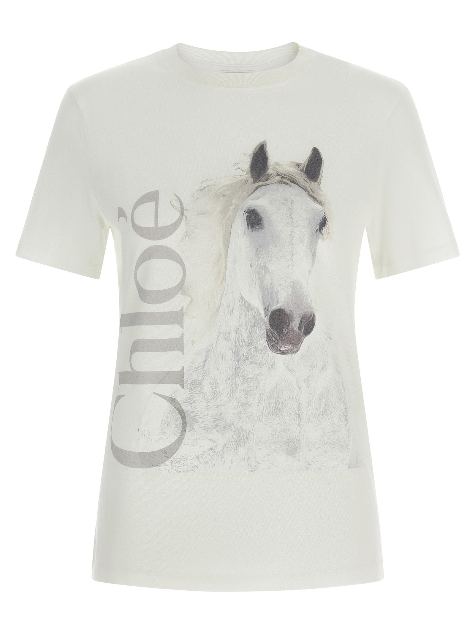 Chloé Horse Graphic Print T-Shirt — White