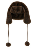 Lou Andrea Mink Fur-Effect Aviator Hat — Brown