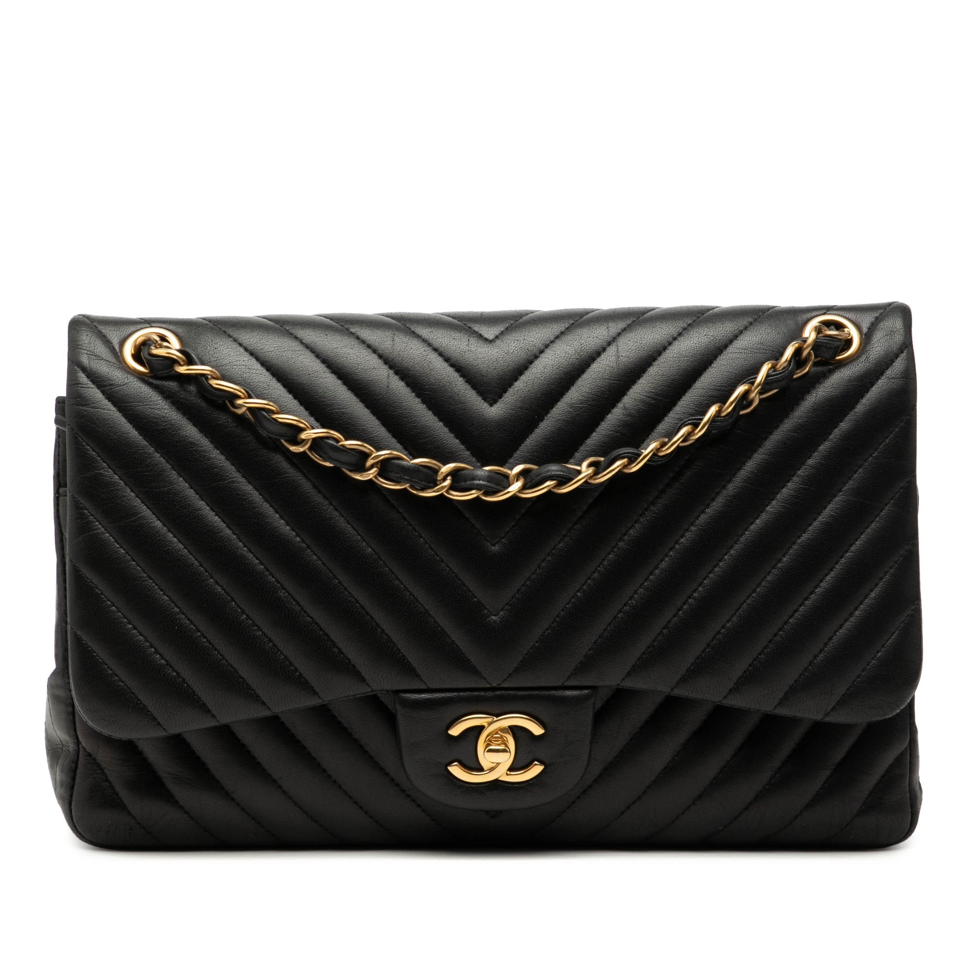 Jumbo Classic Chevron Lambskin Double Flap