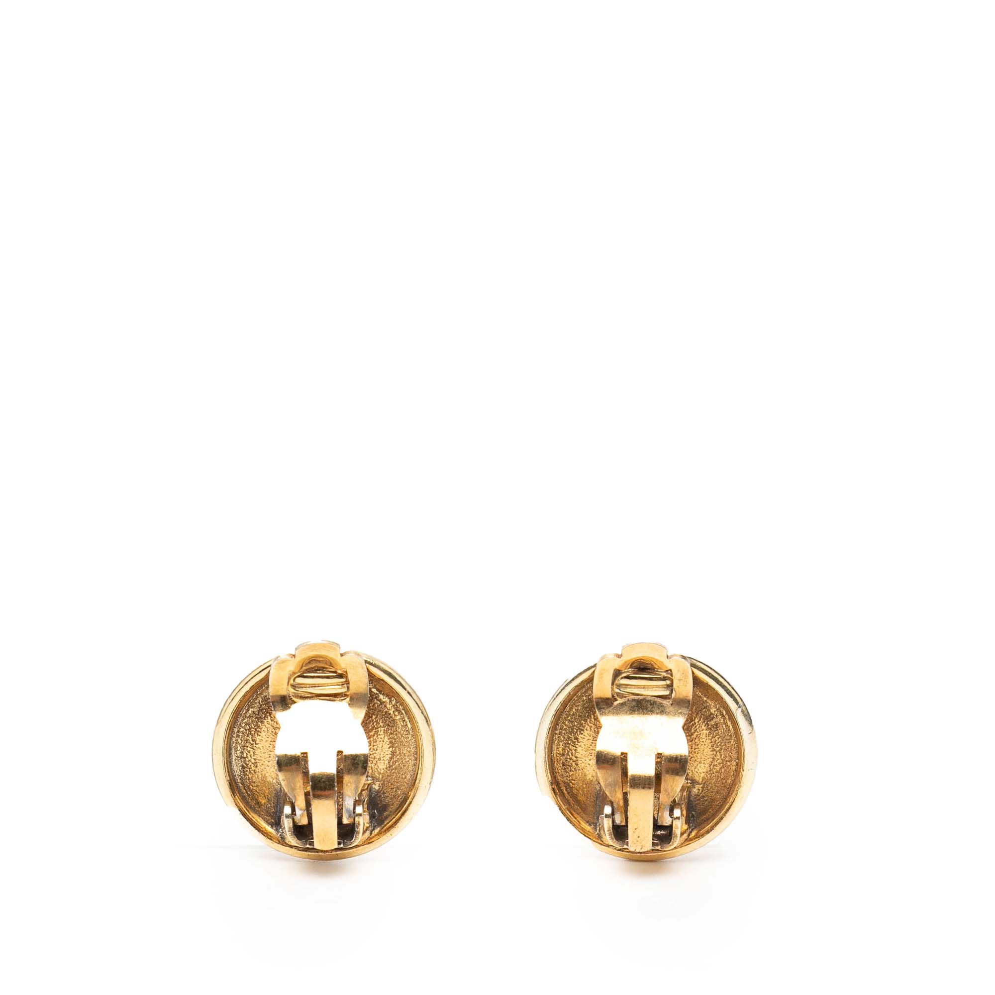 Gold Plated CC Button Clip on Earrings