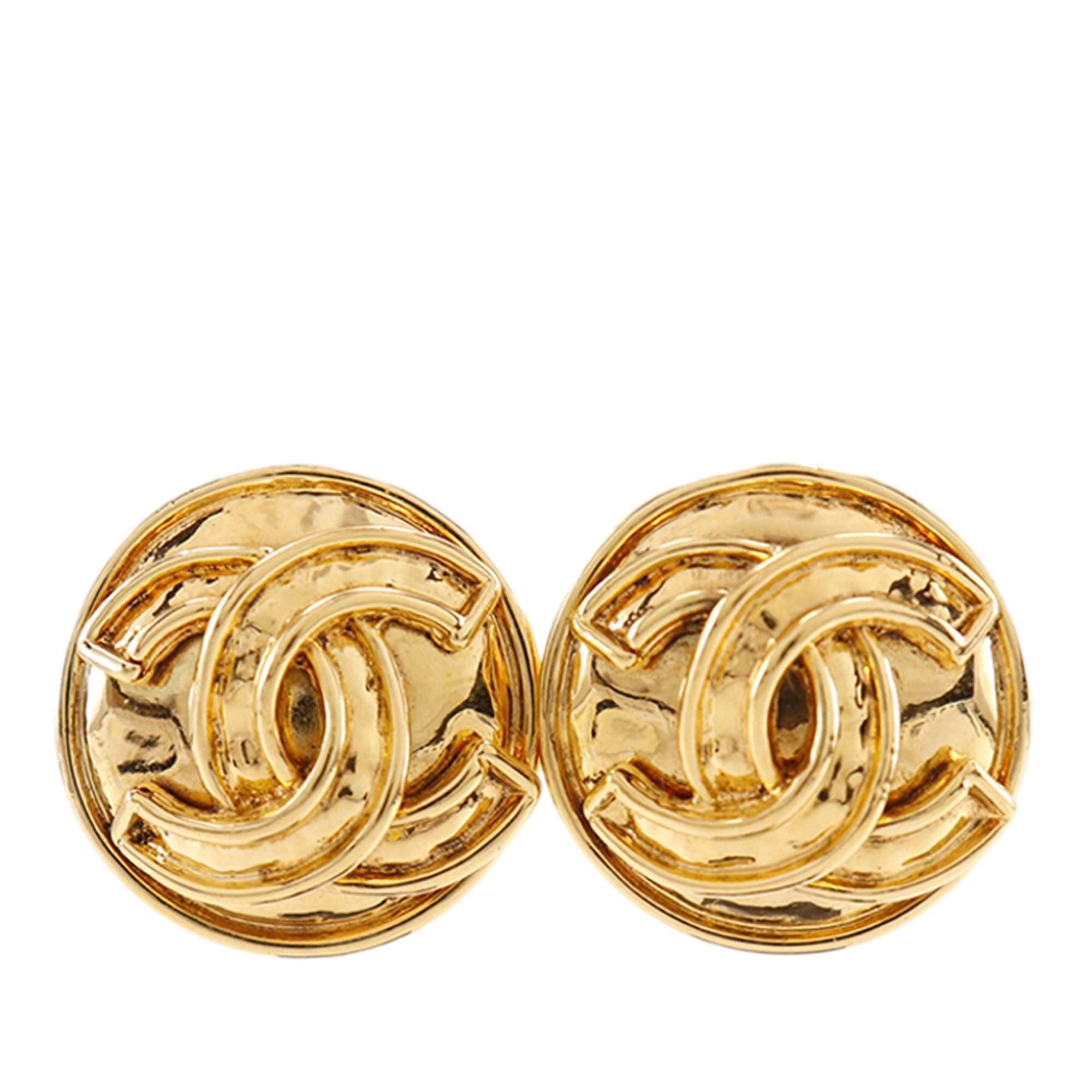 CC Gold Plated Round Clip On Earrings