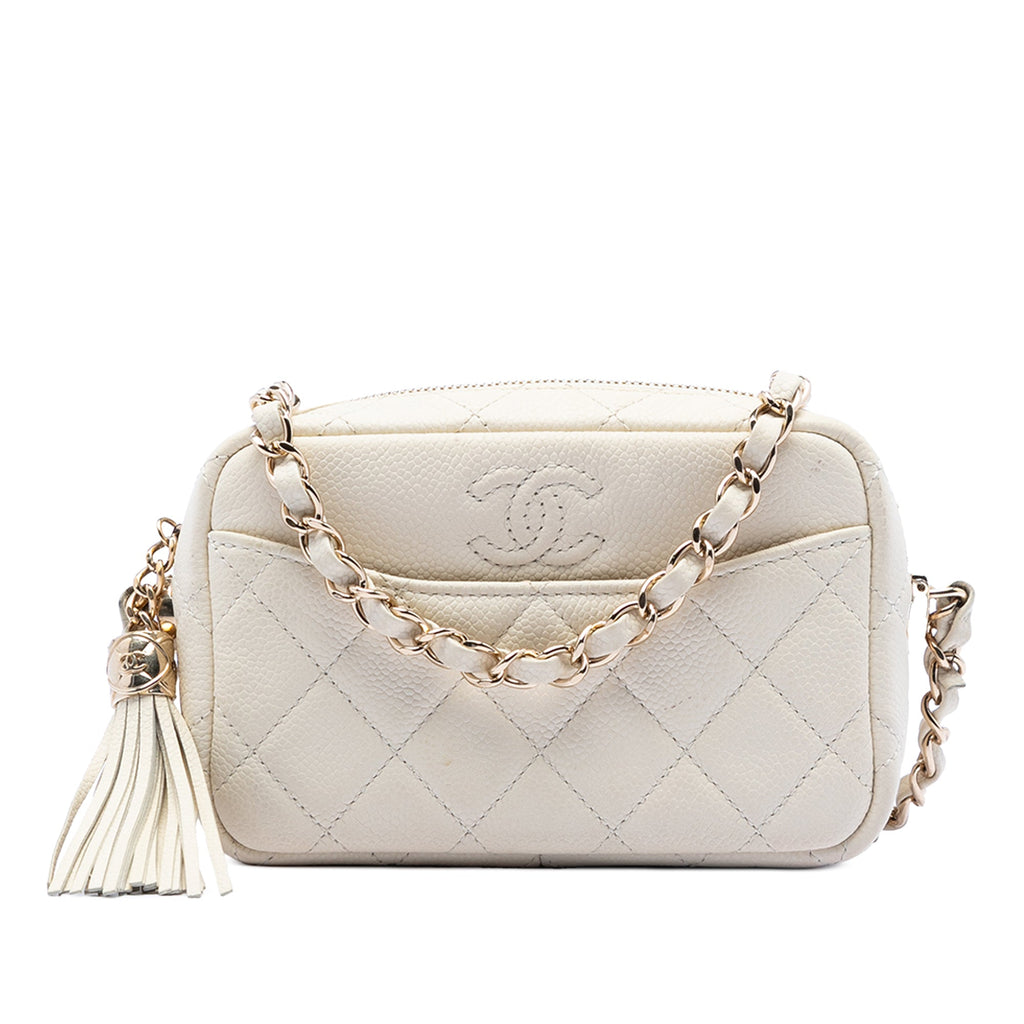 Mini Quilted Caviar Coco Tassel Camera Case