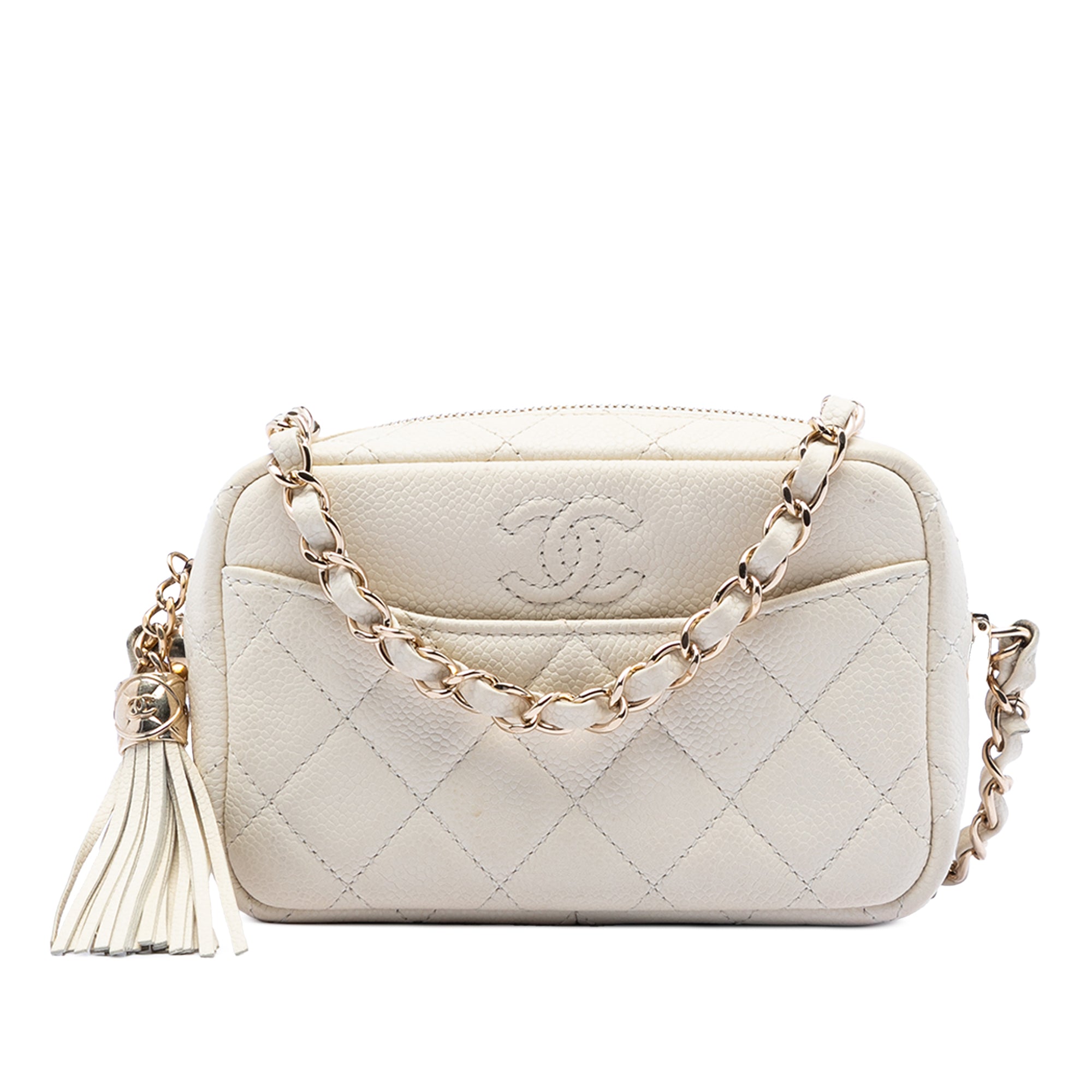 Mini Quilted Caviar Coco Tassel Camera Case