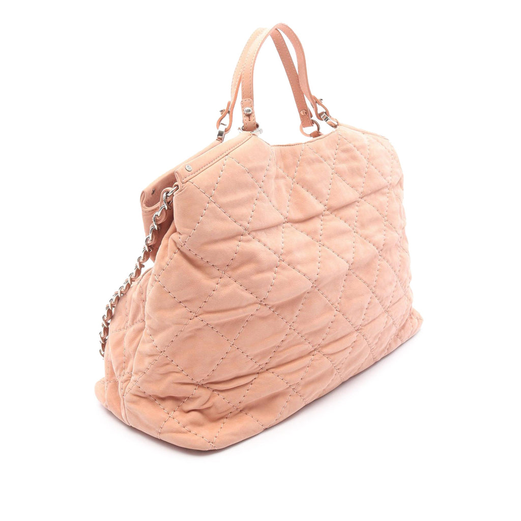 Large CC Quilted Suede Sea Hit Tote