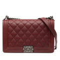 Medium Quilted Lambskin Double Stitch Boy Flap