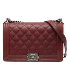 Medium Quilted Lambskin Double Stitch Boy Flap