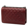 Medium Quilted Lambskin Double Stitch Boy Flap