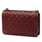 Medium Quilted Lambskin Double Stitch Boy Flap