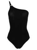 Hunza G Asymmetric One-Shoulder Swimsuit — Black