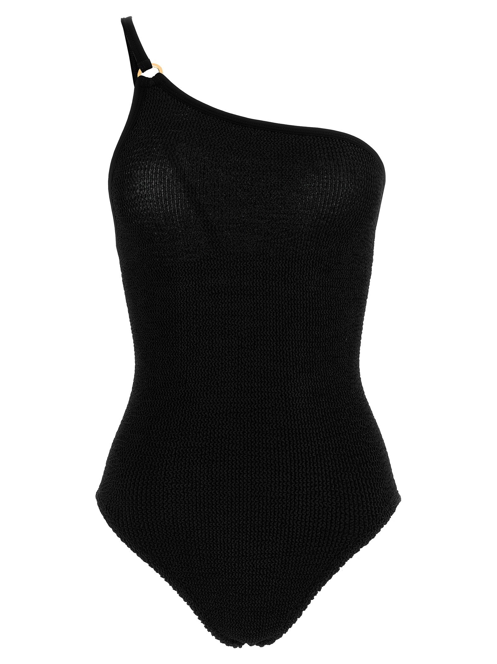 Hunza G Asymmetric One-Shoulder Swimsuit — Black