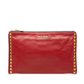 Studded Leather Zip Clutch