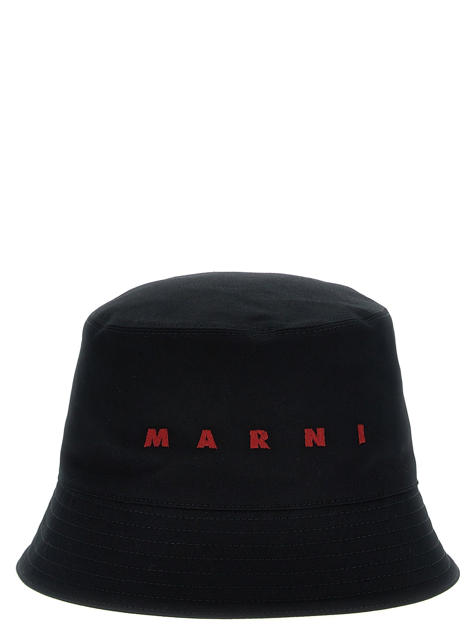 Marni Logo-Embroidered Bucket Hat — Black