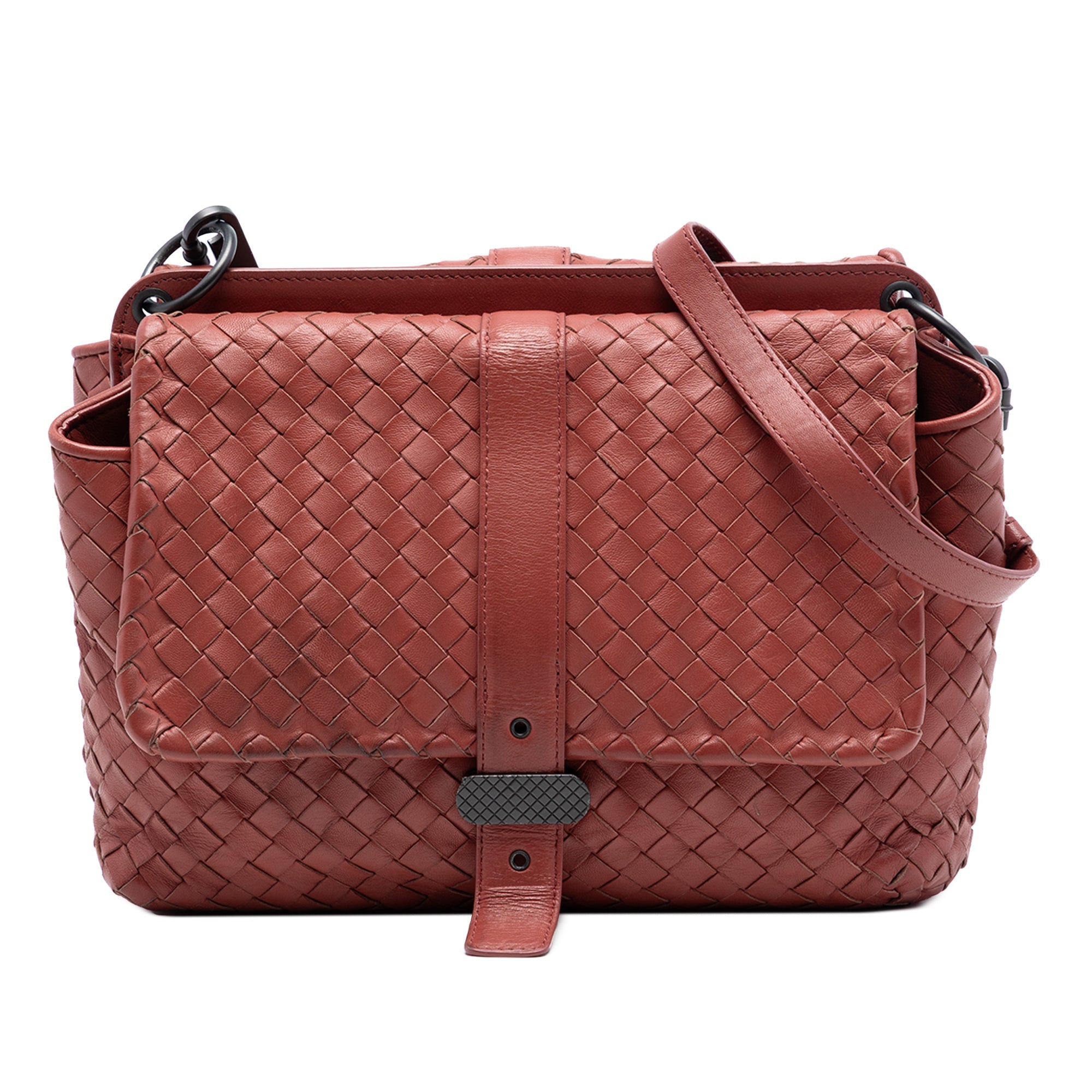 Nappa Intrecciato Double Sided Flap Messenger Bag