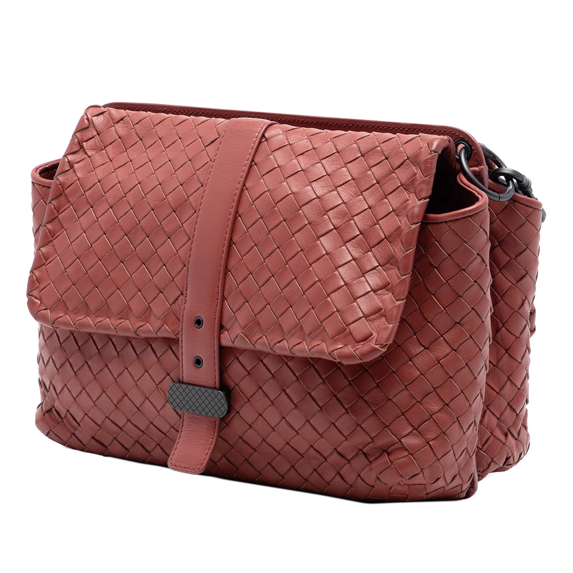 Nappa Intrecciato Double Sided Flap Messenger Bag