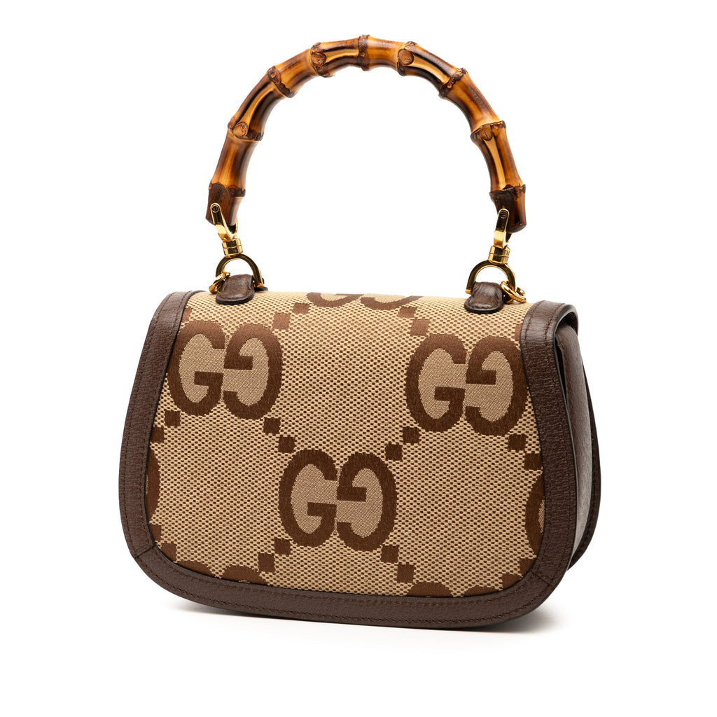 Small Jumbo GG Canvas Bamboo 1947 Top Handle Bag