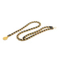 Gold Plated CC Leather Woven Medallion Chain Belt