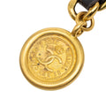 Gold Plated CC Leather Woven Medallion Chain Belt