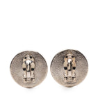 Silver Plated and Enamel CC Button Clip On Earrings