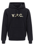 A.p.c. Logo-Flocked Cotton Hoodie — Black