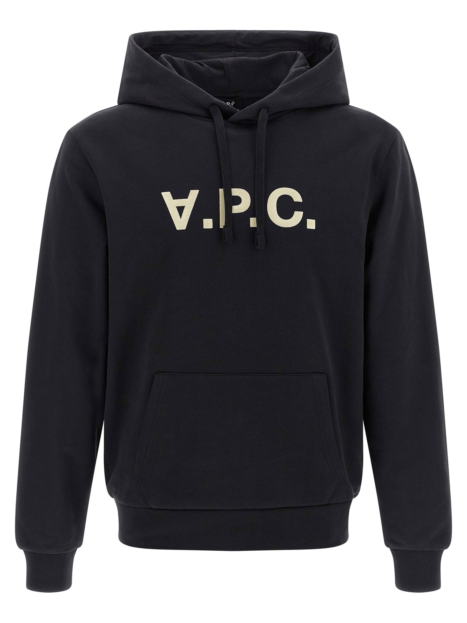 A.p.c. Logo-Flocked Cotton Hoodie — Black