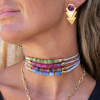 Pendientes dorados con amatista ROUN