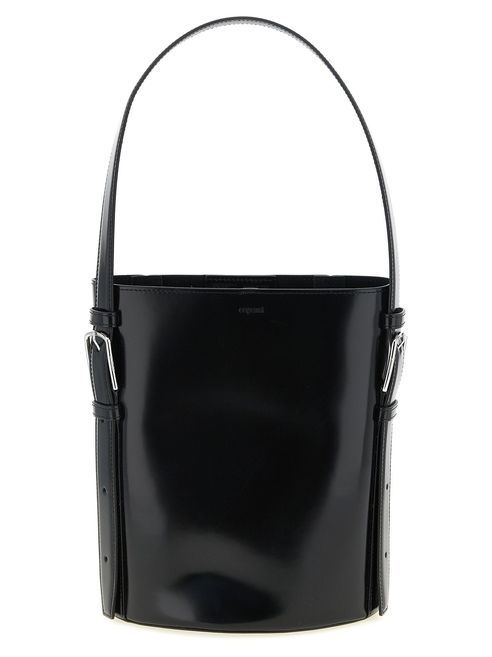 Coperni Sculptural Leather Bucket Bag — Black