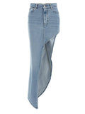 Coperni Asymmetrical One-Leg Denim Skirt — Blue