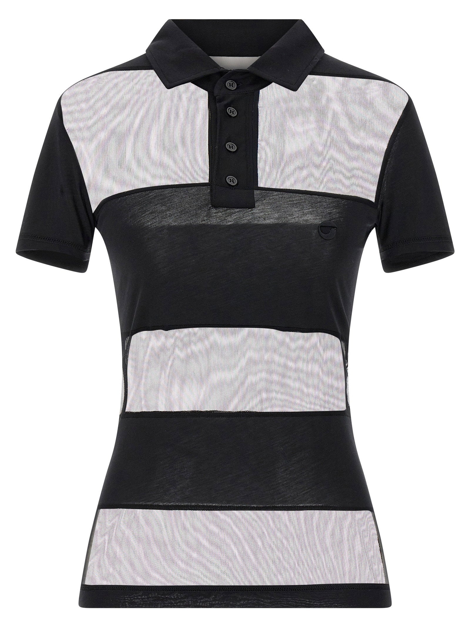 Coperni Sheer Striped Polo — Black